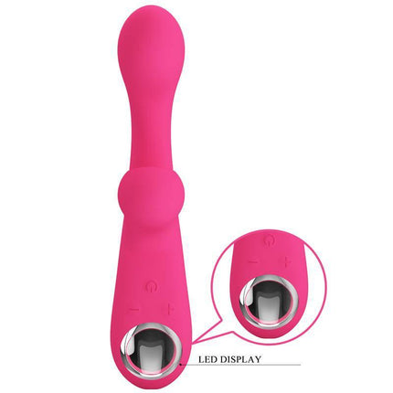 Skylar Bunny Vibrator and Thumping Pink with LED display, featuring 10 pulsation and vibration modes for solo play.