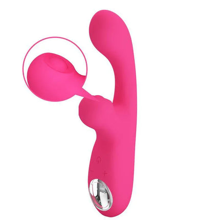 Skylar Bunny Vibrator and Thumping Pink in velvety soft silicone with multiple pulsation and vibration modes, perfect for solo play.