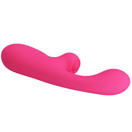 Skylar Bunny Vibrator and Thumping Pink, velvety soft silicone multifunction pleasure device with pulsation and vibration modes.