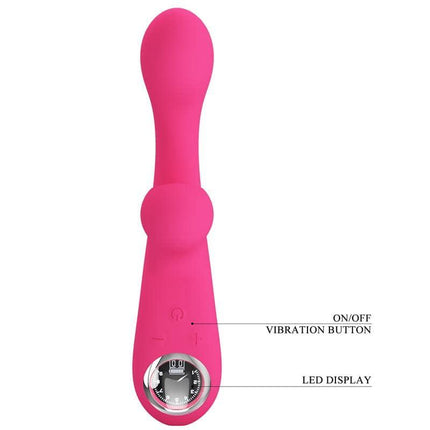 Skylar Bunny Vibrator and Thumping Pink with LED display and vibration button shown