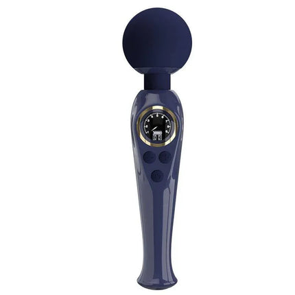 Skyler Massager Wand with Digital Screen Blue with multiple vibration functions and adjustable speed levels for effective muscle relief.