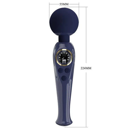 Skyler Massager Wand with Digital Screen Blue, featuring a powerful motor and 10 vibration functions for muscle tension relief.
