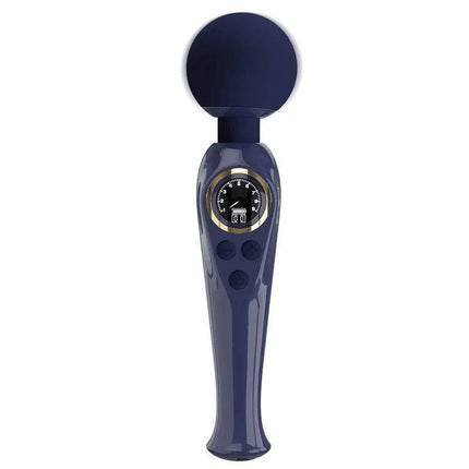 Skyler Massager Wand with Digital Screen Blue featuring a broad head and ergonomic handle