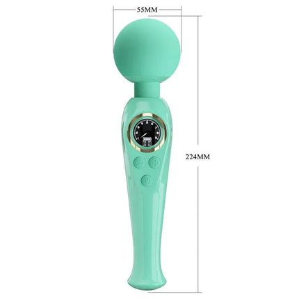 Skyler Massager Wand with Digital Screen Green featuring flexible neck and sleek design for targeted relief.