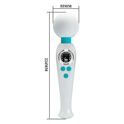 Skyler Massager Wand with Digital Screen White with measurements