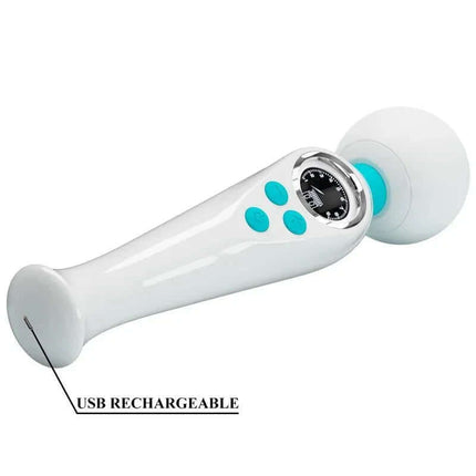 Skyler Massager Wand with Digital Screen White, cordless and USB rechargeable, with flexible neck and ergonomic design.