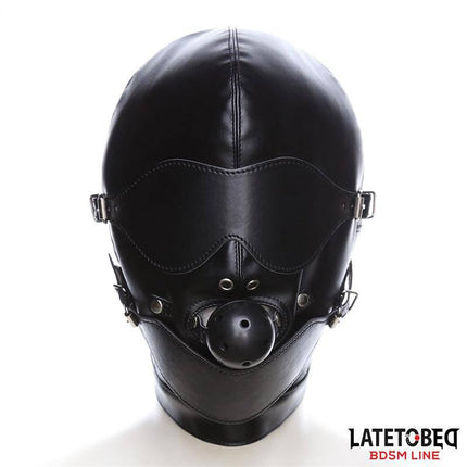 Slave Hood with Eye mask Breathable Gag Ball and Mouth Adjustable from Latetobed BDSM Line.