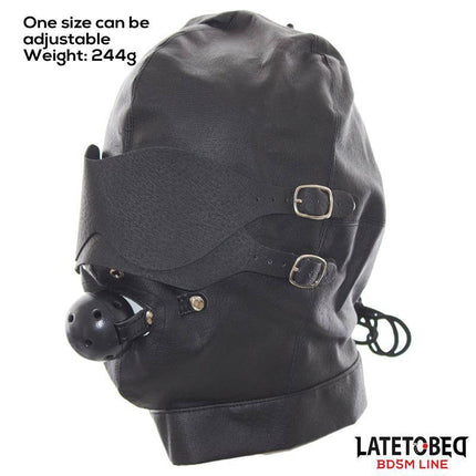 Slave Hood with Eye mask Breathable Gag Ball and Mouth Adjustable - Latetobed BDSM Line restraint gear