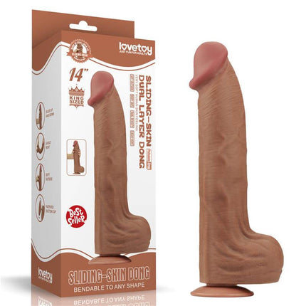 Sliding Skin Dual Layer 14 realistic dildo with box, double-layered material, lifelike sensation, dual-density technology.