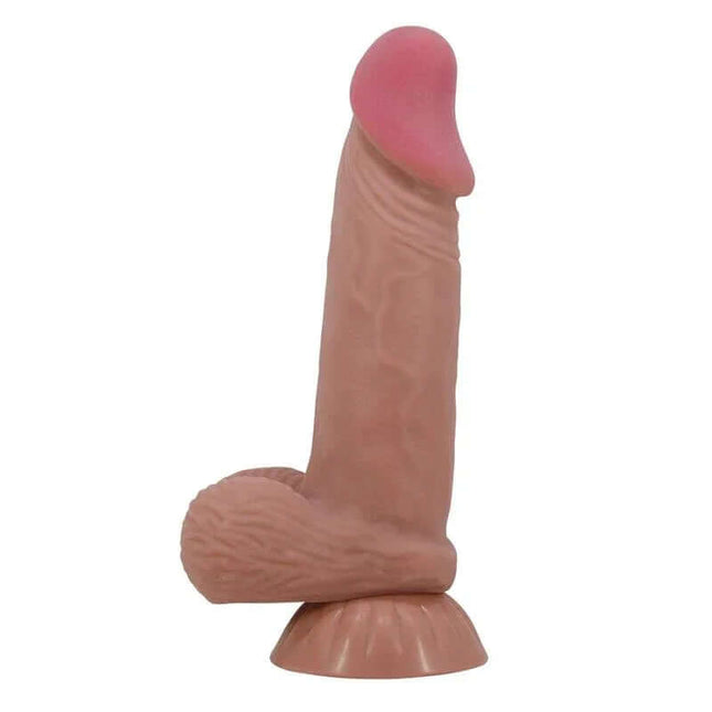Sliding Skin Realistic Dildo 19.4 cm with veined shaft and suction base for authentic stimulation and natural sensations.