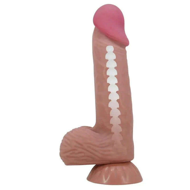 Sliding Skin Realistic Dildo 20.6 cm with lifelike texture and secure suction base for hands-free use.