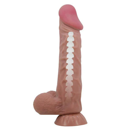 Sliding Skin Realistic Dildo 24 cm with lifelike veined texture and suction cup base for hands-free use.