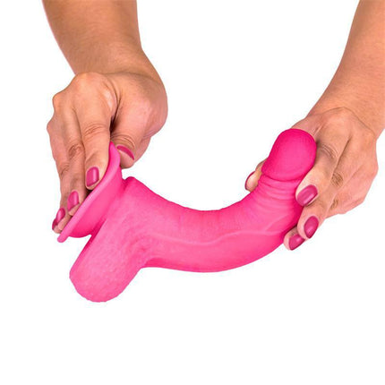 Slidy Realistic Dildo Dual Layer Retractable and Adjustable 7 being flexed by hands