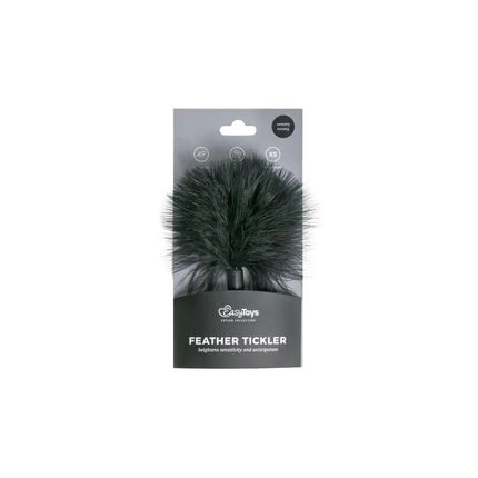 Small Tickler - Black feathered sensory tool with compact grip ideal for light teasing stimulation and foreplay.