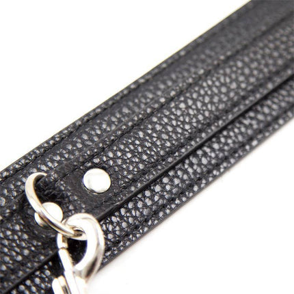Snake Pattern Collar with Leash showcasing detailed black snakeskin texture and detachable metal strap clasp for adjustable use.