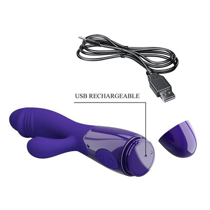 Snappy-Youth Rabbit Vibrator Dual Motor with USB rechargeable feature, showing flexible design and detachable cap