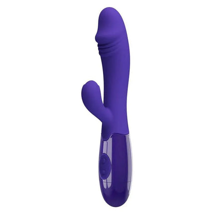 Snappy-Youth Rabbit Vibrator Dual Motor in purple, features dual motors for G-spot and clitoral stimulation with 30 vibration functions.