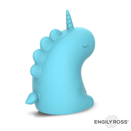Blue unicorn-shaped Snowflake Massager with Licking Tongue, featuring 10 licking functions and USB magnetic charger.