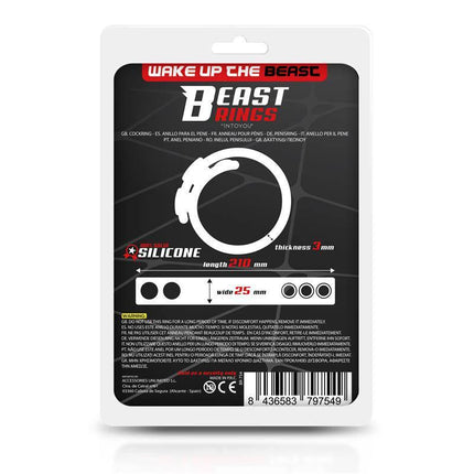 Solid Silicone Adjustable Strip Cock Ring 15-21 cm packaging by Beast Rings