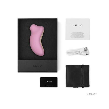 Sona Cruise Clitoris Sucker Pink by LELO with accessories including charger and storage pouch in packaging