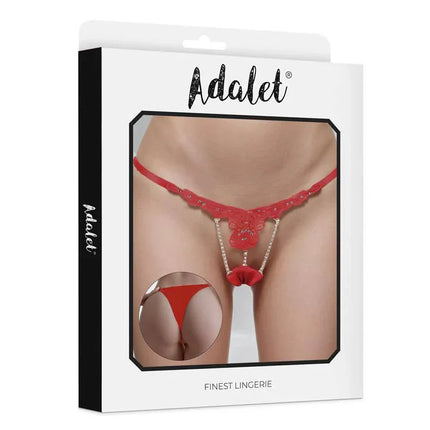 Sophie Lace Thong with Breads by Adalet featuring lace detail, sparkling straps, and rhinestones for a luxurious lingerie experience.