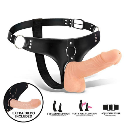 Sparo Detachable Strap-On with 2 Dildo Realistic from Latetobed's Harness Collection, featuring soft adjustable harness and lifelike dildos.