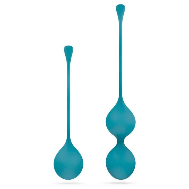 Spheres Set of 2 Kegel Balls for pelvic floor training in teal silicone, includes lightweight and double-ball design