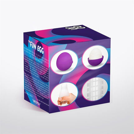 Box packaging of Spidey Masturbator Egg Elastic Purple showing product design and features in vibrant colors.