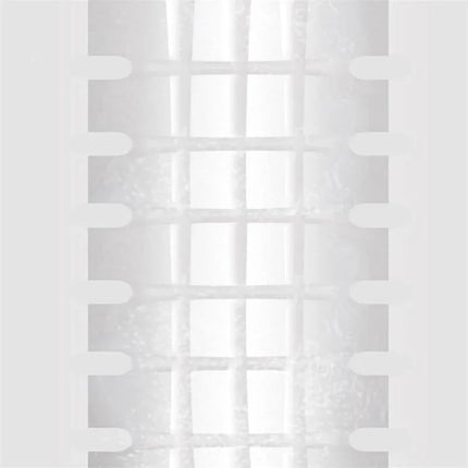 Close-up texture view of Spidey Masturbator Egg Elastic Purple, showcasing grid-like pattern, body-safe material for enhanced pleasure.