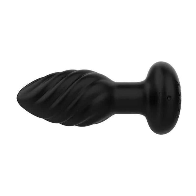 Black Spiral Vibration Anal Plug with Remote Control, featuring a spiral design and silicone body for enhanced stimulation.