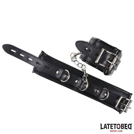 Sponge Ankle Cuff from Latetobed BDSM Line made with durable PU and metal, featuring adjustable sponge-lined cuffs for comfort.