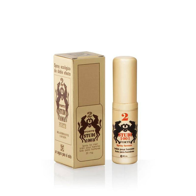 Spray Studi Forte 20 mg bottle and packaging for premature ejaculation relief and enhanced sexual performance.