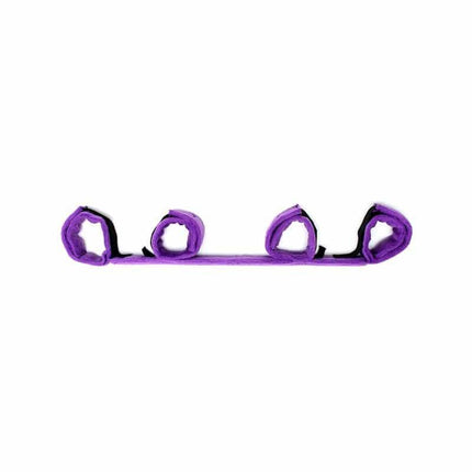 Spreader Bar with 4 Cuffs Purple, compact bondage accessory with soft cuffs for restraint play, features a 39 cm metal separating bar.