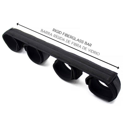 Spreader Bar with Rigid Bar and Soft Cuffs, Fiberglass structure with soft cuffs for comfortable restraint in BDSM play