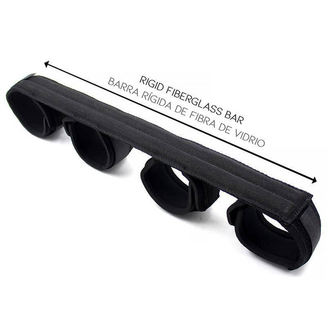 Spreader Bar with Rigid Bar and Soft Cuffs, Fiberglass structure with soft cuffs for comfortable restraint in BDSM play