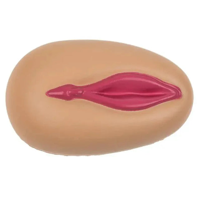 Squeeze Sexy Display 12 Pieces Assorted stress ball shaped like a vagina for playful decor or novelty use.