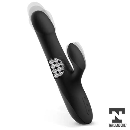 Squidy Vibe with Thrusting Movement and Rotating Beads USB Silicone in black by TardeNoche, showcasing premium design and technology.