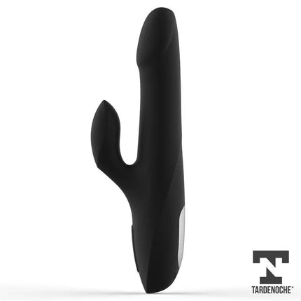 Squidy Vibe with Thrusting Movement and Rotating Beads USB Silicone by TardeNoche, black color, side view product image.