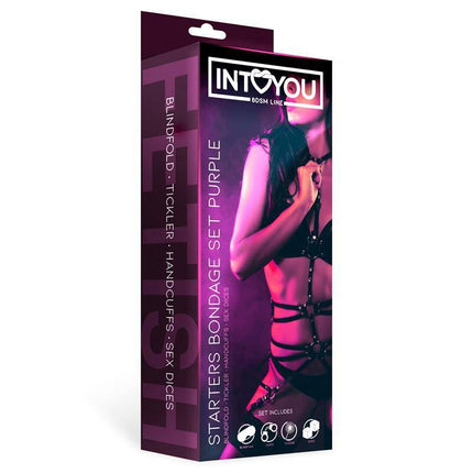 Starters Bondage Set 4 Pieces Purple packaging by Intoyou, beginner-friendly BDSM kit for exploration and intimacy.