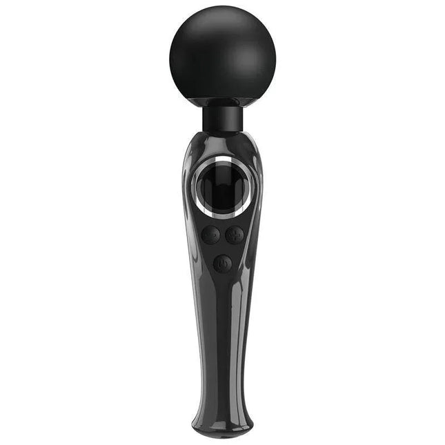 Stavros Digital Screen Black Massager with ergonomic design and broad massage head for targeted muscle relief at home or on the go.