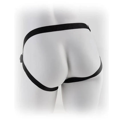 Stay-Put Harness Black featuring sleek design and comfortable fit, ideal for versatile strap-on use. Part of Fetish Fantasy Series.