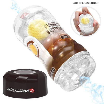 Stellar Ball-Rolling Masturbator Cup Yellow with ultra-realistic entry point and air release hole for enhanced stimulation.