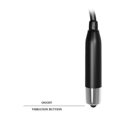 Stimulator 4 Sleeves product showing black body with on/off vibration button for targeted pleasure.