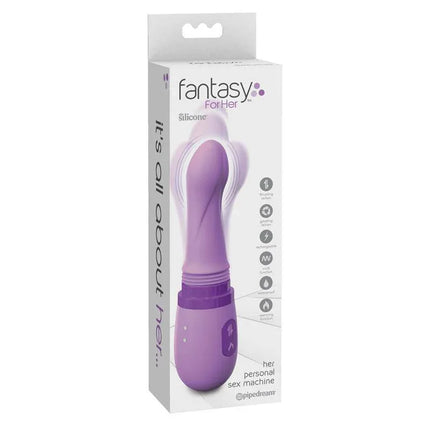 Stimulator Her Personal Sex Machine in packaging, featuring versatile functions and warming capability for enhanced intimacy.
