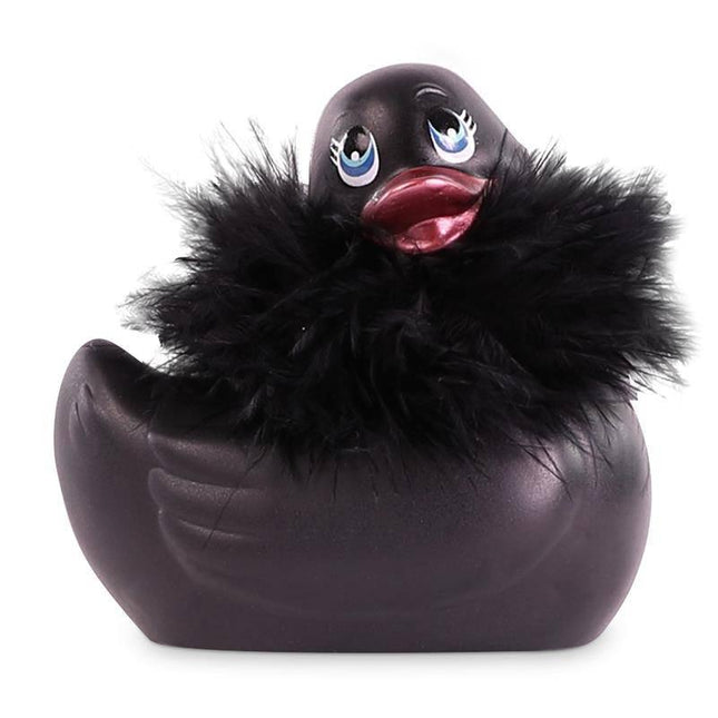 Stimulator I Rub My Duckie 2.0 Paris Black with soft feather boa and Svarovski crystal for relaxation and enjoyment.