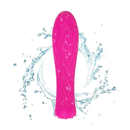 Stimulator Ian Fuchsia vibrates with water splash background