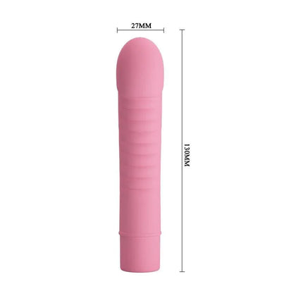 Stimulator Mick Silicone Pink pleasure device with smooth silicone exterior and ABS core for G-spot stimulation, dimensions: 27mm x 130mm.