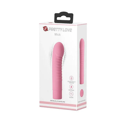 Stimulator Mick Silicone Pink in packaging, featuring premium G-spot stimulation design, body-safe silicone with ABS core for durability