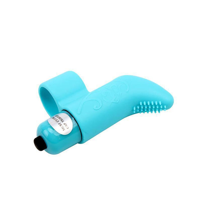 Stimulator MisSweet 7.6 x 2.2 cm Silicone Blue, mini finger vibrator with seven modes and waterproof design for precise stimulation.