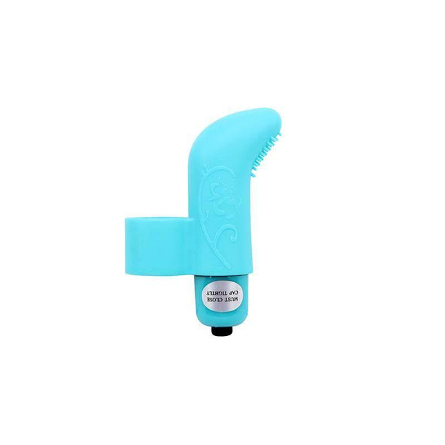 Stimulator MisSweet 7.6 x 2.2 cm Silicone Blue mini finger vibrator with seven vibration modes, waterproof and discreet design.